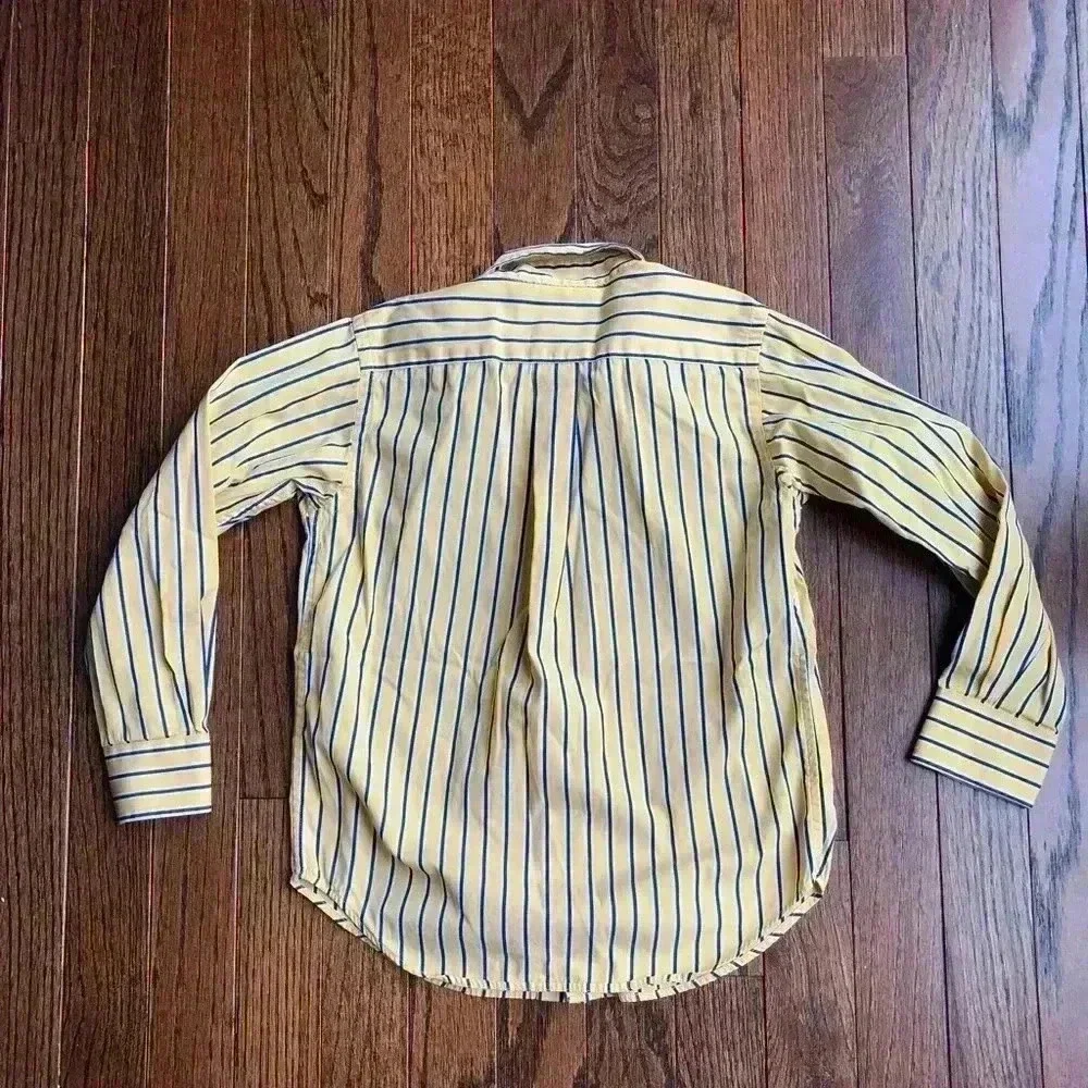 Ralph Lauren Boys 5 Yellow Button-Down w/Blue White Vertical Stripes - EUC!!